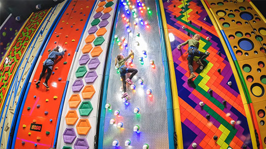 Reach new heights at namco funscape on their clip n climb walls